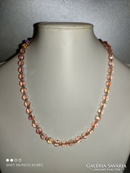 Aurora borealis preciosa jablonec 1 row extra rare pink necklace
