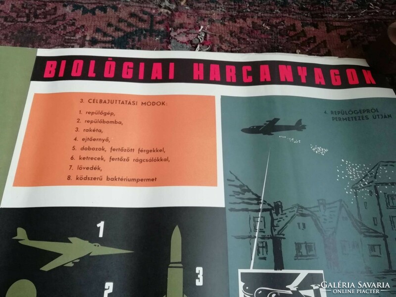 BIOLÓGIAI HARCANYAGOK, PROPAGANDA PLAKÁT. BP., 1950-es évekből, hidegháborús plakát