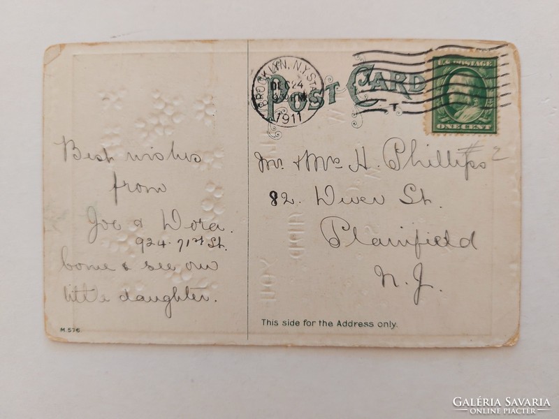Régi dombornyomott képeslap 1924 levelezőlap feliratos