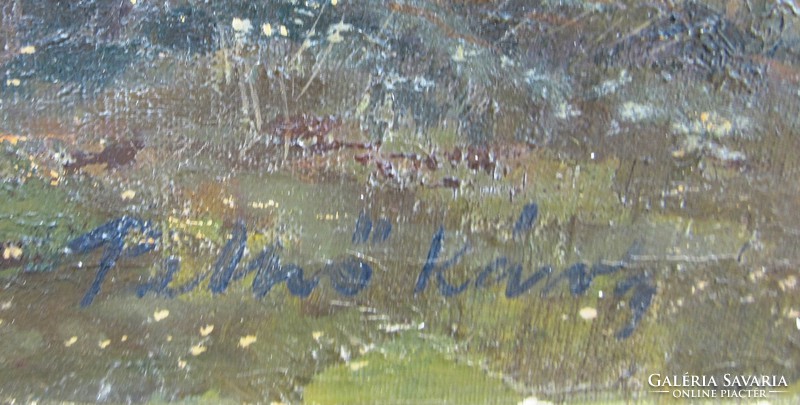 Régebbi oljfestmény, tájkép, jelzett, keretnélkül. Hordozó vászon, 71 x 60,5 cm.