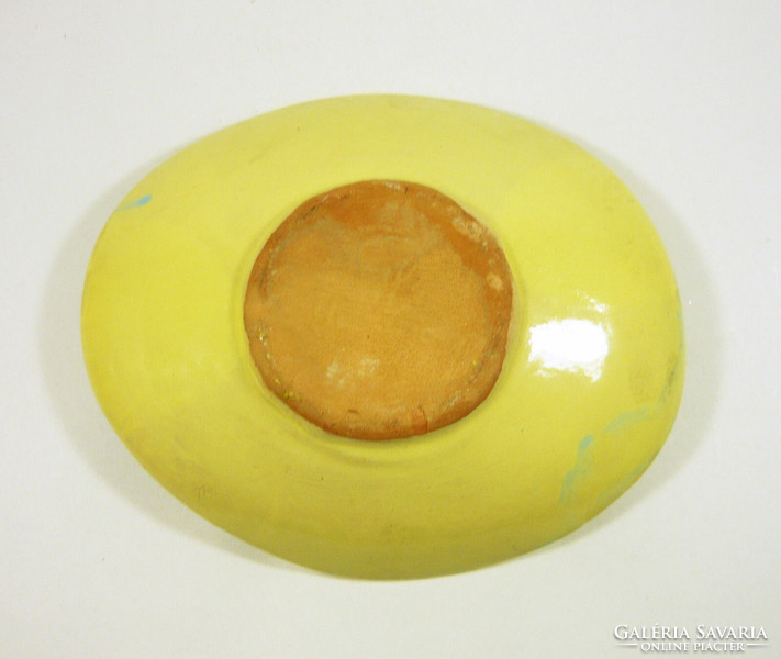 Gorka livia, retro 1950 blue and yellow 19.2 Cm artistic ceramic plate, perfect! (G144)