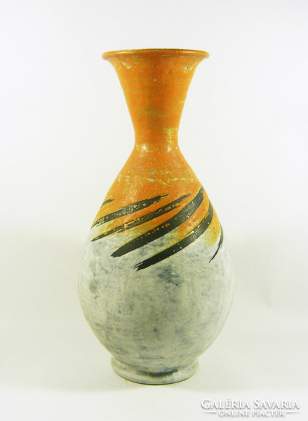 Gorka livia, retro 1960 orange twisted mo. 31.5 Cm artistic ceramic vase, perfect! (G141)
