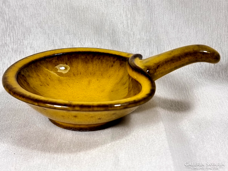 Wilhelm&elly kuch painted yellow glazed ceramic bowl/drinker?, second half of the 20th century.