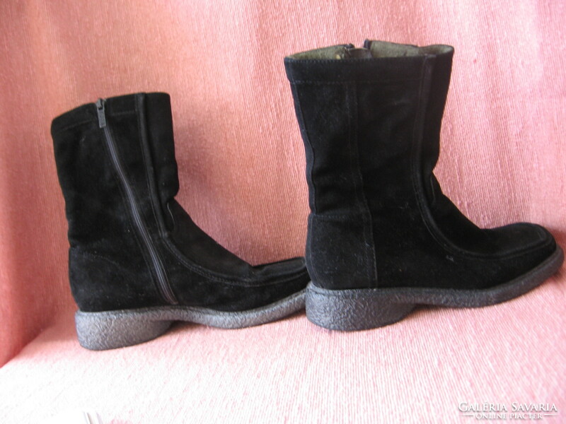 Black split leather vagabond manmade women's boots