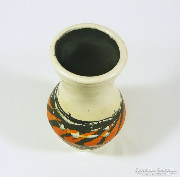 Gorka livia, retro 1950 orange abstract mo. 17.5 cm artistic ceramic vase, perfect! (G168)