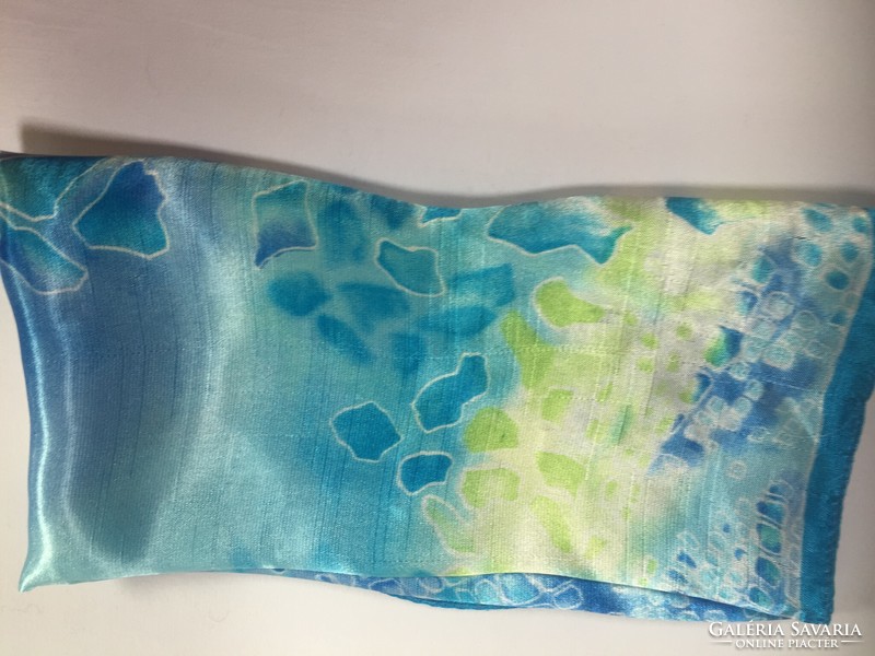 Beautiful turquoise abstract silk scarf