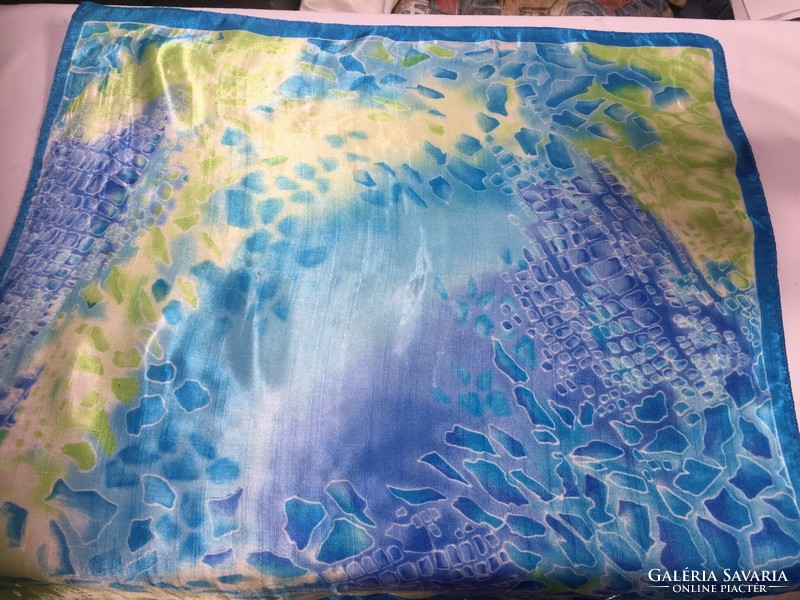 Beautiful turquoise abstract silk scarf