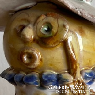 Csavlek etelka - lady in hat with eyepiece (painted-glazed ceramic)
