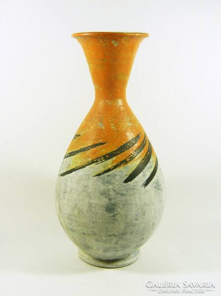 Gorka livia, retro 1960 orange twisted mo. 31.5 Cm artistic ceramic vase, perfect! (G141)