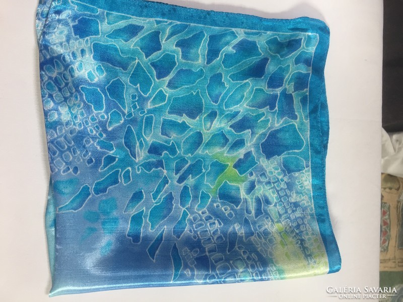 Beautiful turquoise abstract silk scarf