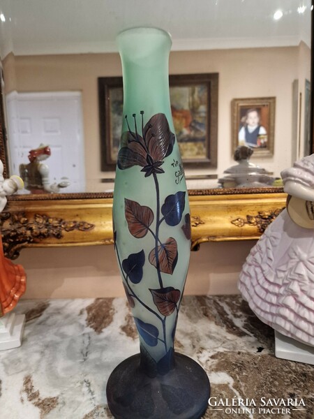 Gallé Tip - Váza kék Virágos