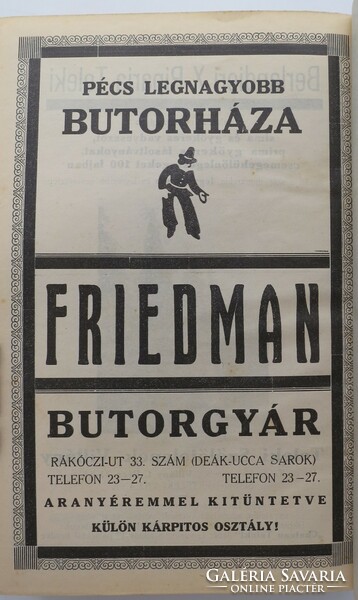 Pécs-Baranyai review, 1934 - with full-page zsolnay and other contemporary advertisements