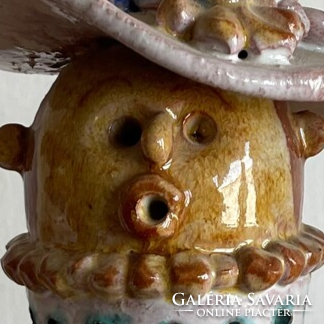 Csavlek etelka - lady in a hat (painted-glazed ceramic)