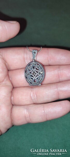 Antique silver angel pendant necklace