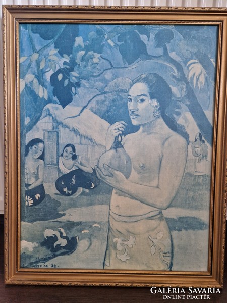 Paul Gauguin repro, gyümölcsöt tartó nő
