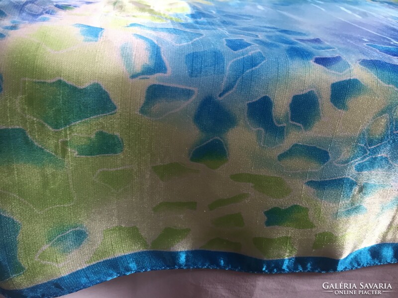 Beautiful turquoise abstract silk scarf