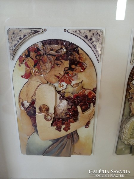 Alfons Mucha: Gyümölcsök és Virágok, 3D-s, dekorációs kép