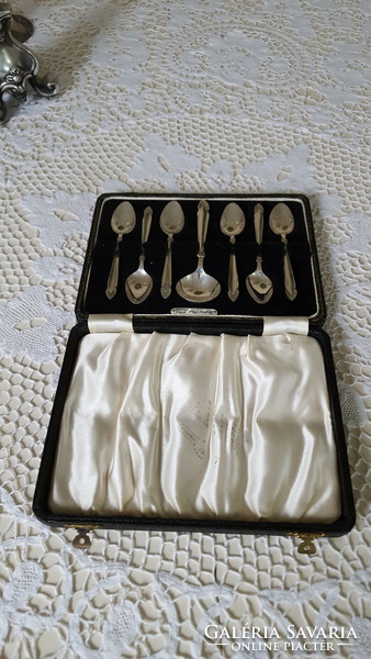 Art deco silver-plated tea and coffee spoon set, in box