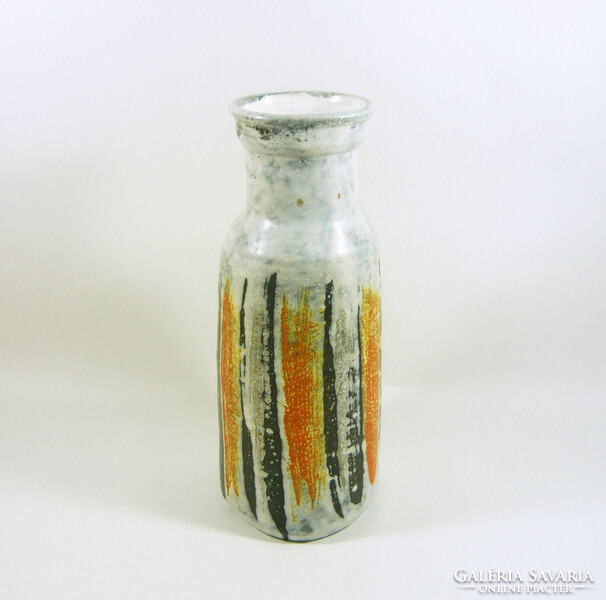 Gorka livia, retro 1960 black-orange and white 28.4 Cm artistic ceramic vase, flawless! (G116)
