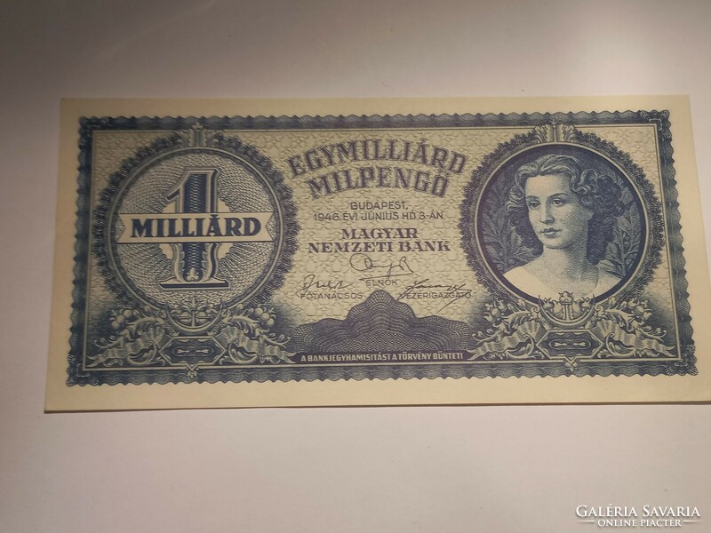 1946-os Egymilliárd Milpengő UNC