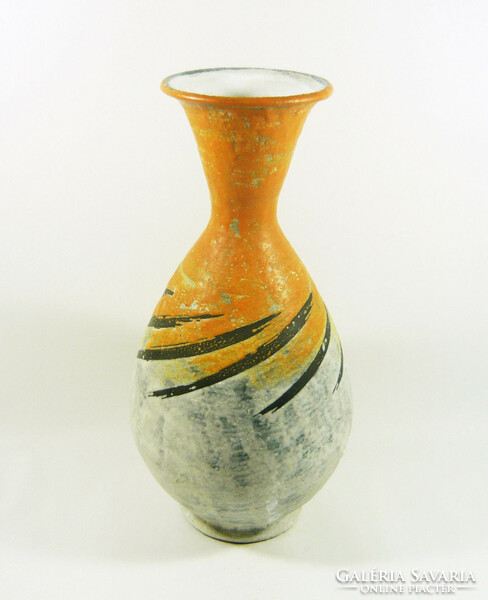 Gorka livia, retro 1960 orange twisted mo. 31.5 Cm artistic ceramic vase, perfect! (G141)