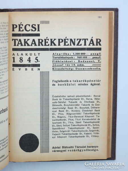 Pécs-Baranyai review, 1934 - with full-page zsolnay and other contemporary advertisements