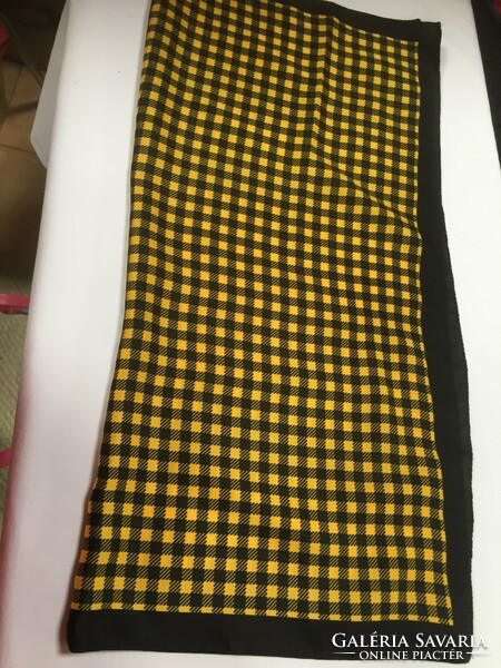 Beautiful, yellow-black silk scarf with small patterns, also a great choice for office wear