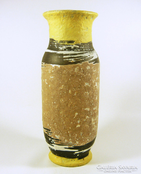 Gorka livia, retro 1960 brown and orange 29.5 Cm artistic ceramic vase, flawless! (G160)