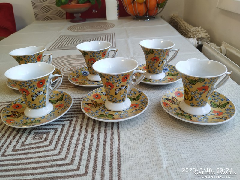 Porcelain coffee set for sale! Flowery, beautifully shaped coffee cup and plate for sale!!