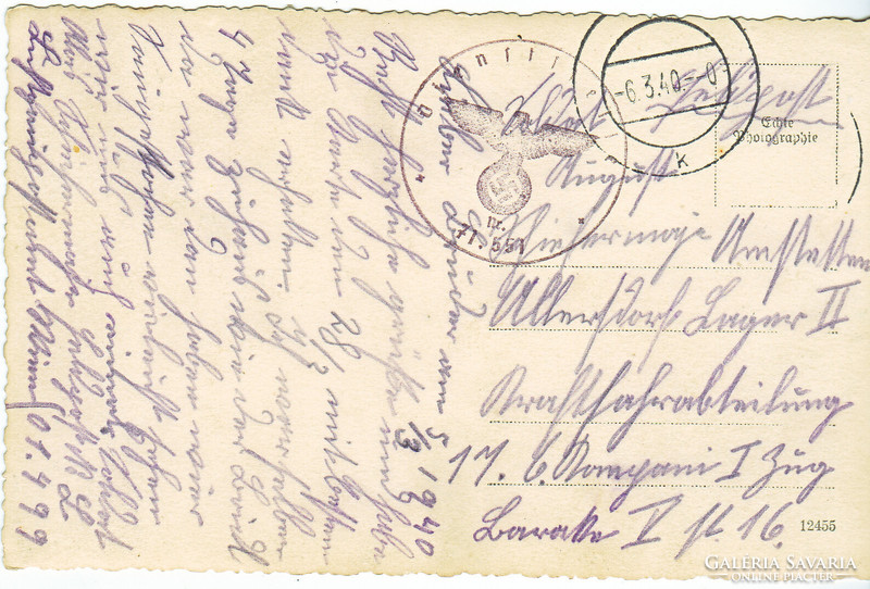 Képeslap Németország III.birodalom, tábori posta 1940