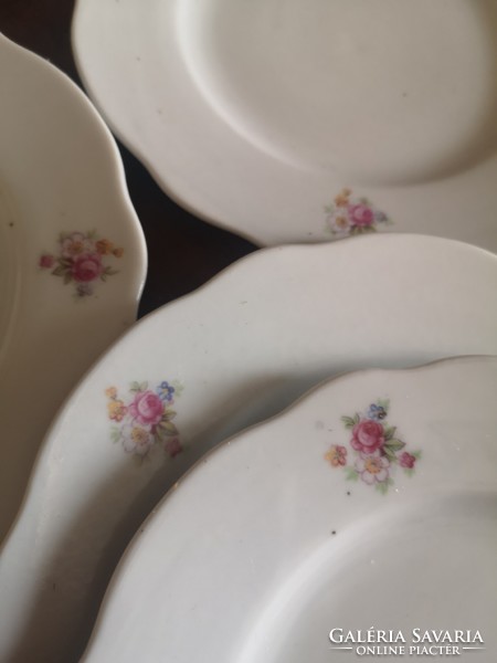 Antique Zsolnay, 6 pink cake porcelain plates with shield seal