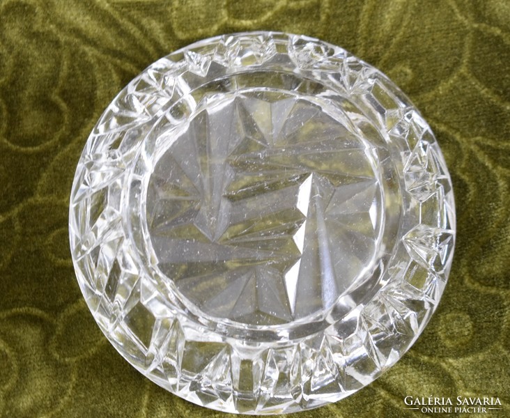 Asztali hamutál , hamu tartó , hamuzó retro mintás fehér üveg 14 x 4,5 cm