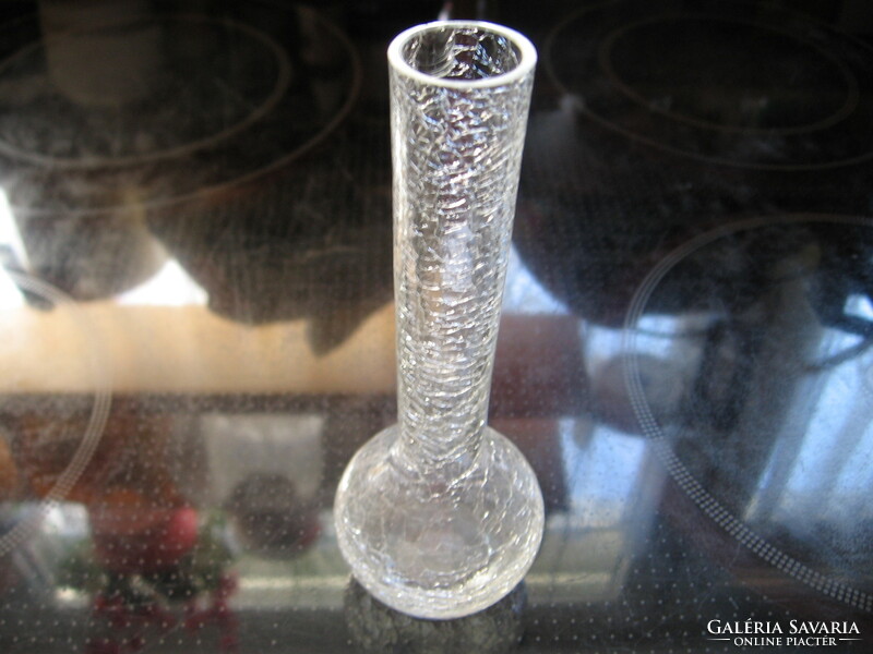 Repesztett üveg gömb lombik, szálas váza