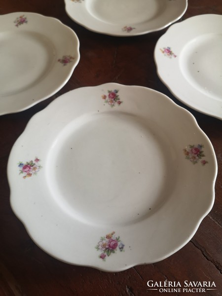 Antique Zsolnay, 6 pink cake porcelain plates with shield seal