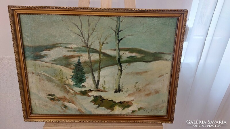 (K) Kurlander István tájképfestmény 63x48 cm kerettel