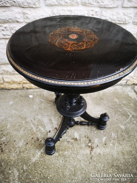 Antique 1800 boulle copper inlaid side table, Emperor Franz Josef ornament, smoking room, parlor table