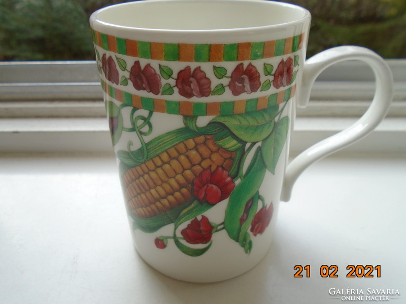 Crown Trent Staffordshire English fine porcelain mug with gardenia vegetable and flower pattern