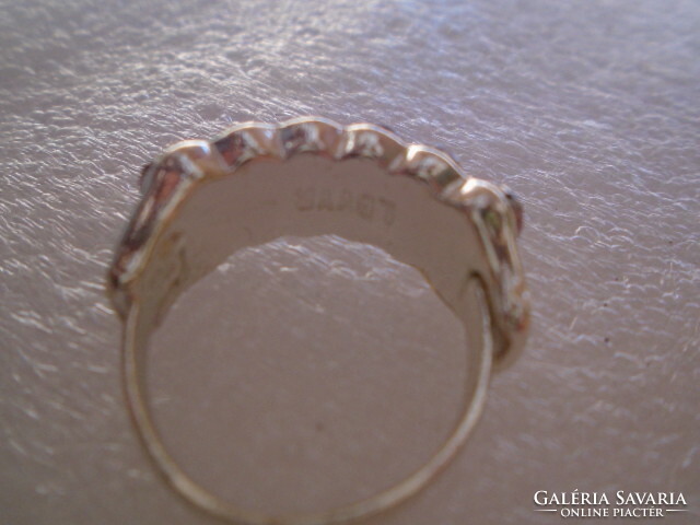 Szikrázó gyémánt hatású cirkónia köves Tibeti ezüst rodiumozva gyűrű belső méret 1,8 cm. márka jelze