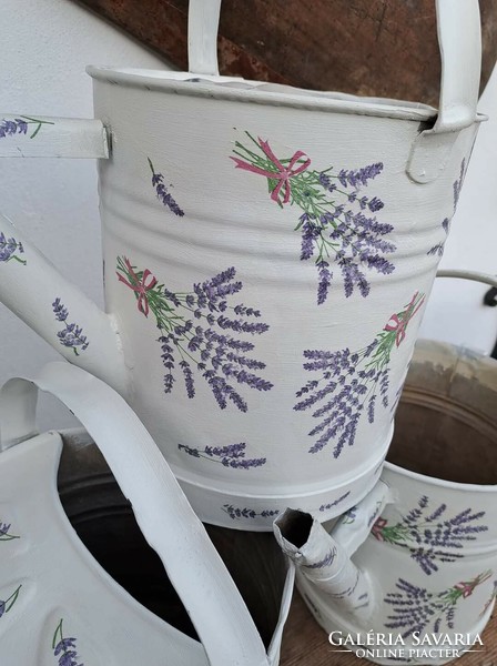 Tin watering can decoupage decoupage for lavender flowers rustic peasant watering can