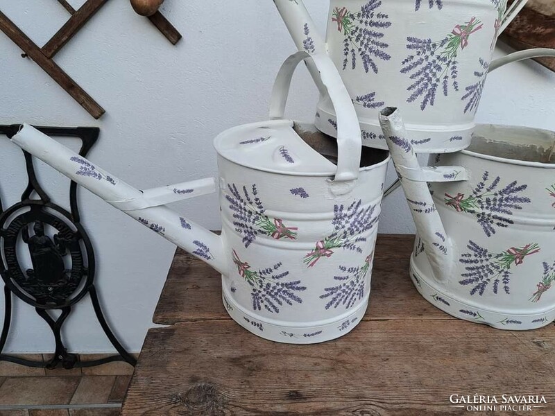 Tin watering can decoupage decoupage for lavender flowers rustic peasant watering can
