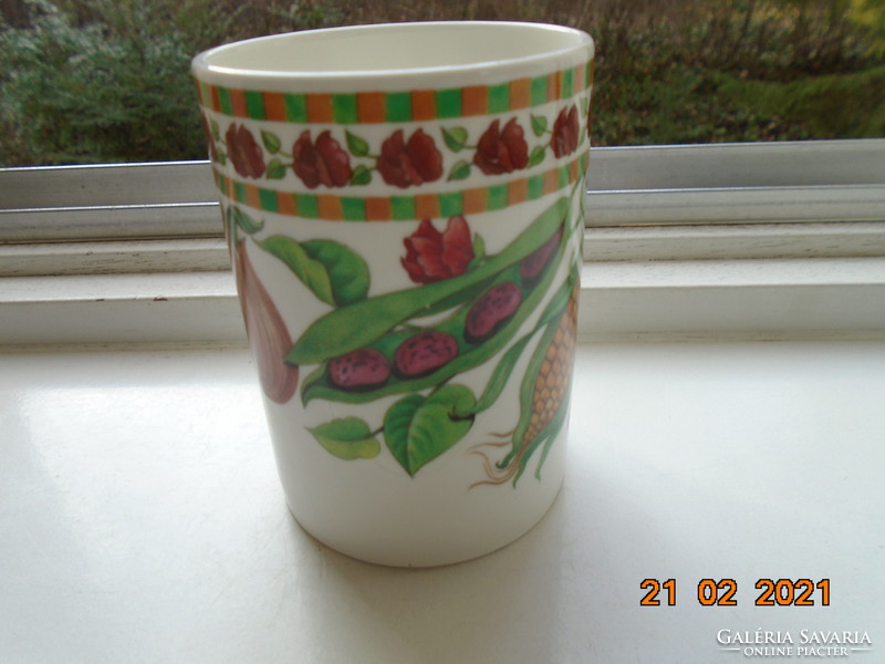 Crown Trent Staffordshire English fine porcelain mug with gardenia vegetable and flower pattern
