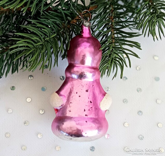 Régi üveg szovjet kislány karácsonyfa dísz 8cm