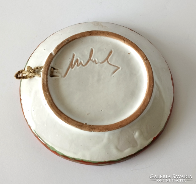 Retro marked Mihály ceramic wall decoration bowl