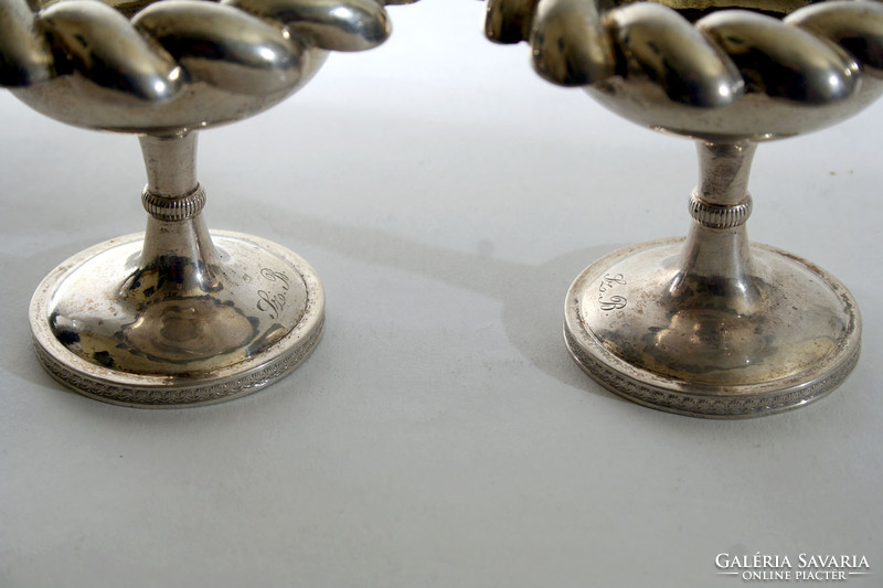 1830. Antique silver Viennese spice rack pair 193g 13 lat d = 9cm m = 8cm salt rack