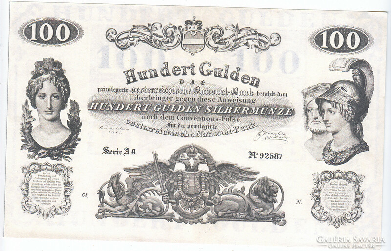 Ausztria 100 Osztrák-Magyar gulden1847 REPLIKA  UNC