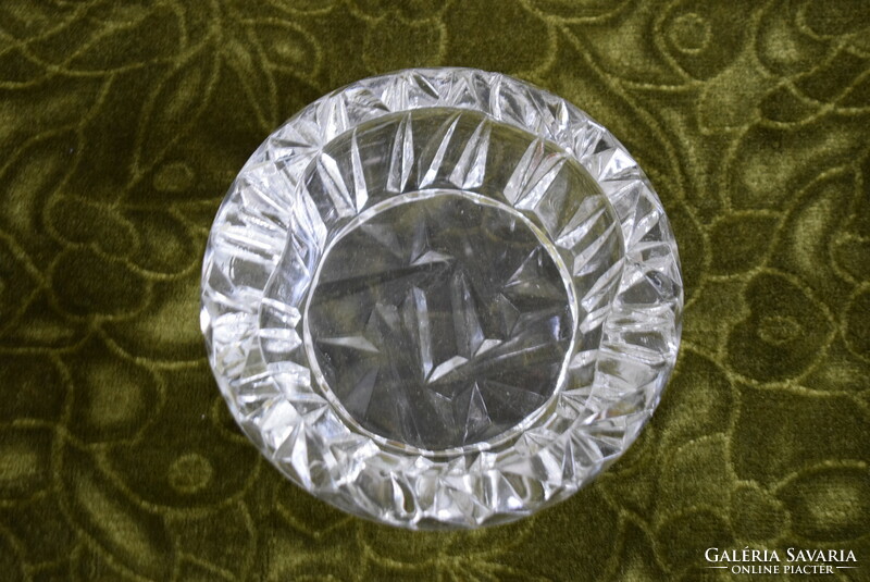 Asztali hamutál , hamu tartó , hamuzó retro mintás fehér üveg 14 x 4,5 cm