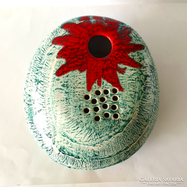 Retro large pebble-shaped industrial artist ceramic ikebana, flower arrangement
