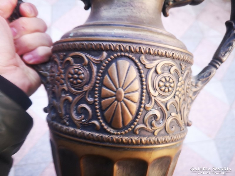 Antik 1800-as Hatalmas Biedermeier, Ezüstözött díszes váza, Amphora kiváló dekoráció gyüjtemény,