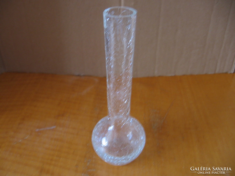 Repesztett üveg gömb lombik, szálas váza