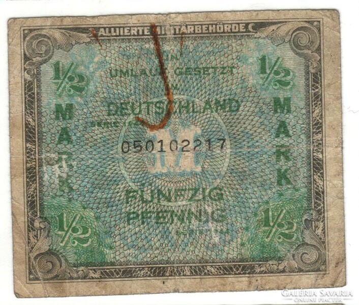 1/2 fél márka 1944 Német katonai bankjegy 3.
